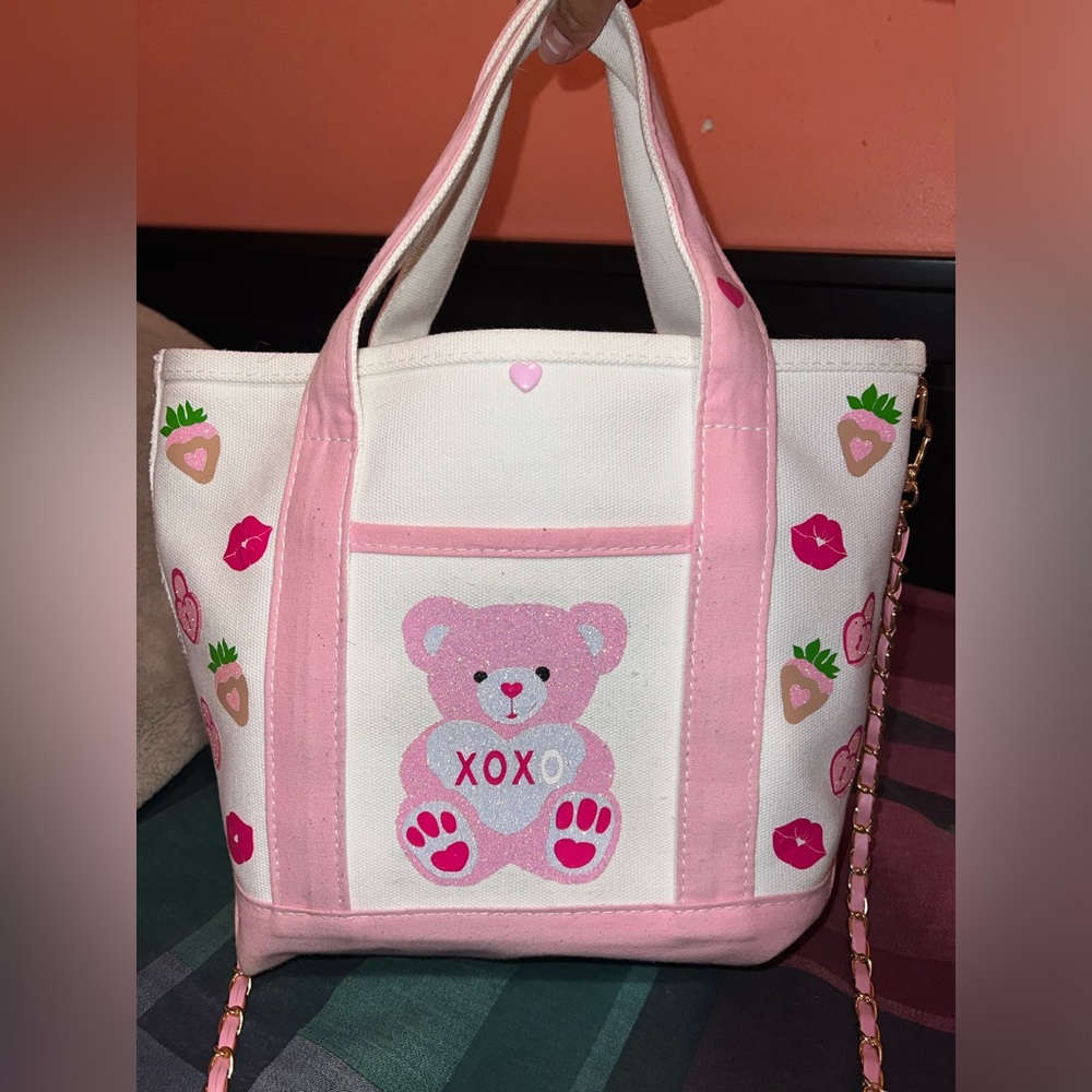 Pink coquette girl tote bag